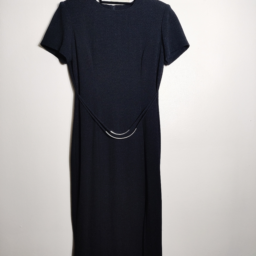 Vintage Victoria Stephens Black Maxi Dress Belt Accent  Plus Size 14 Classic